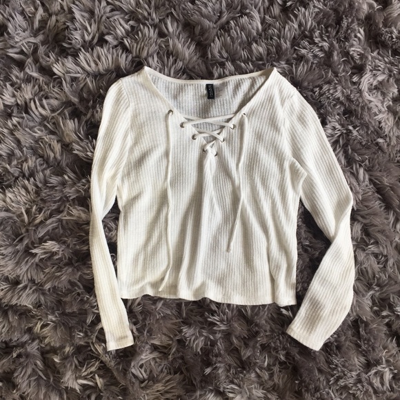H&M Tops - H&M white lace up top (lacing)